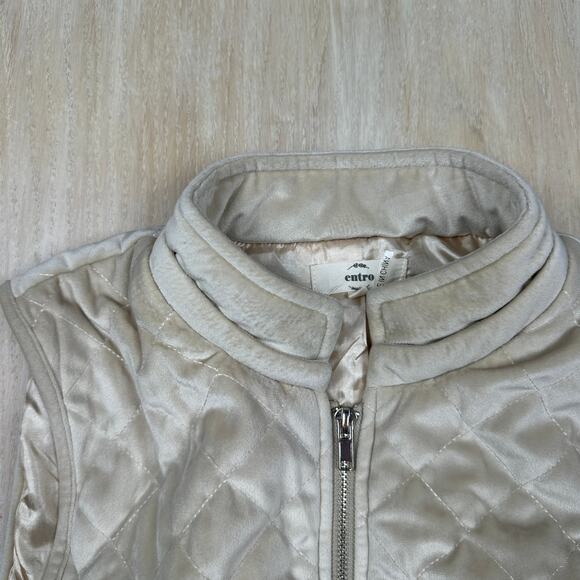 Entro Ivory Quilted Winter Full Zip Sleeveless Outdoor Casual Chic Vest Large - Picture 6 of 16